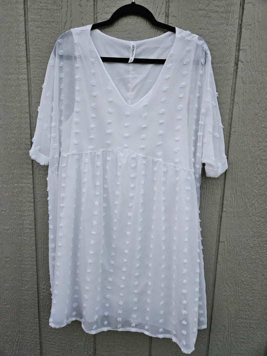 Short sleeve swiss dot dress