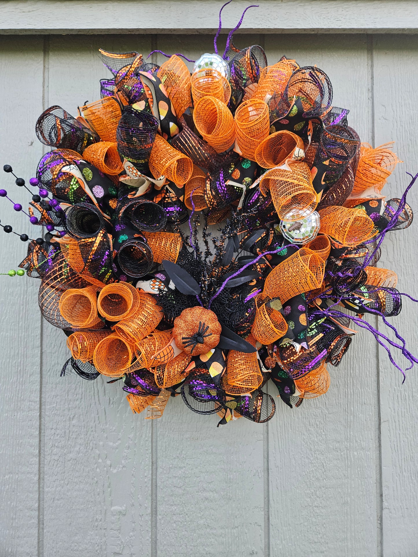 Pumpkins and Candy Corn Wreath