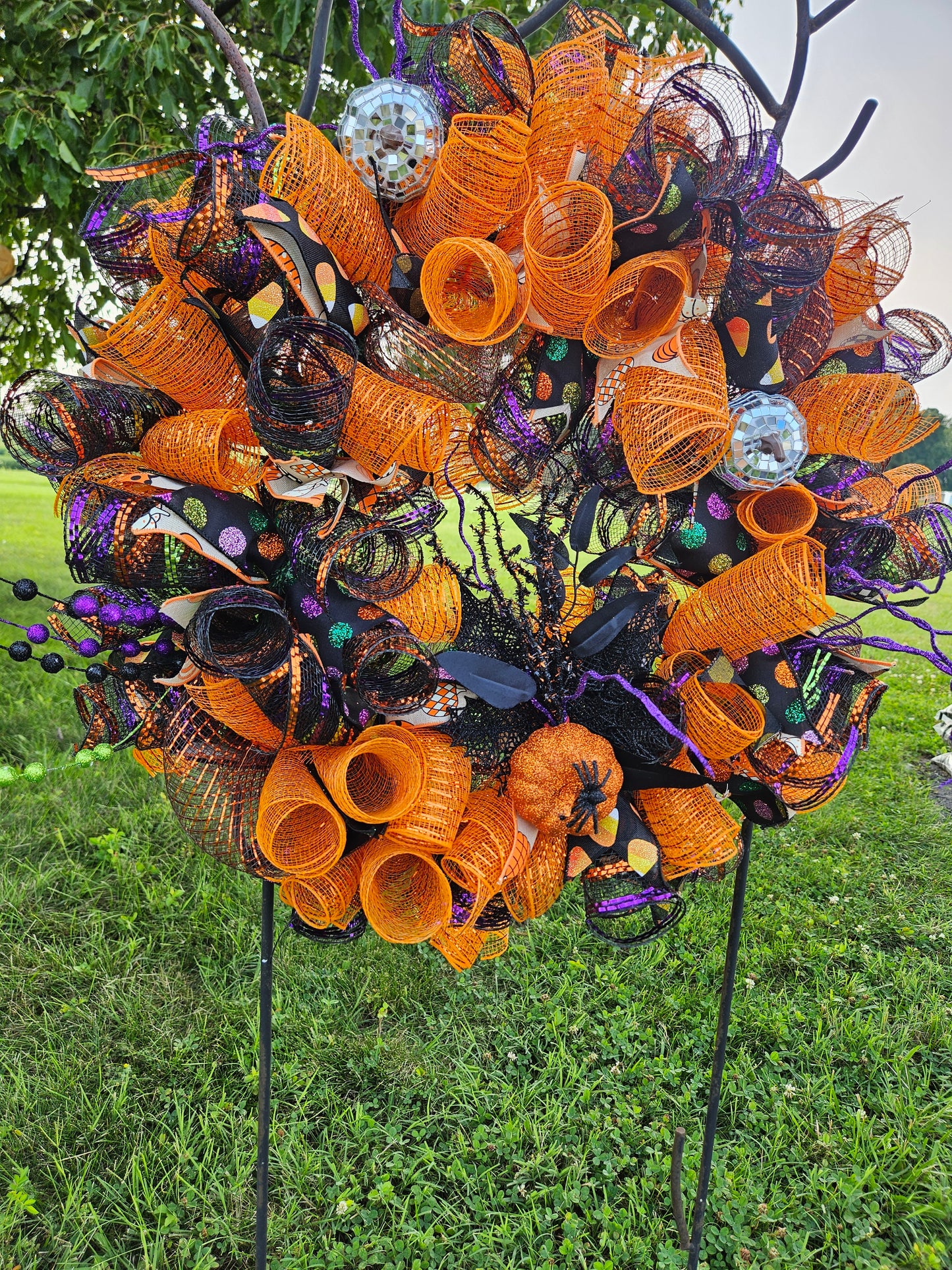 Pumpkins and Candy Corn Wreath